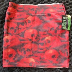 Sexy red skull halloween mini skirt size small
